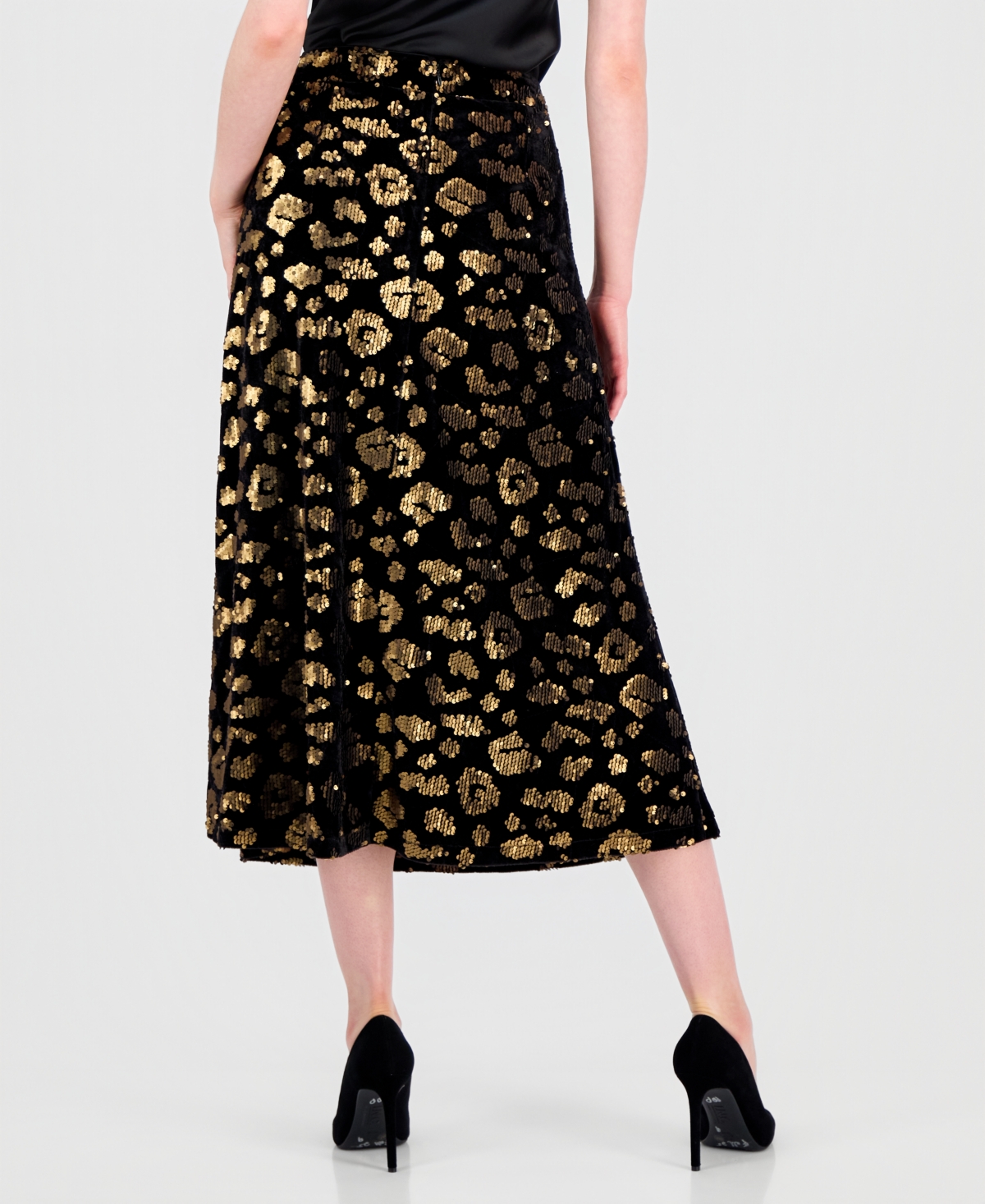 T Tahari Women's Sequin A-Line Midi Skirt