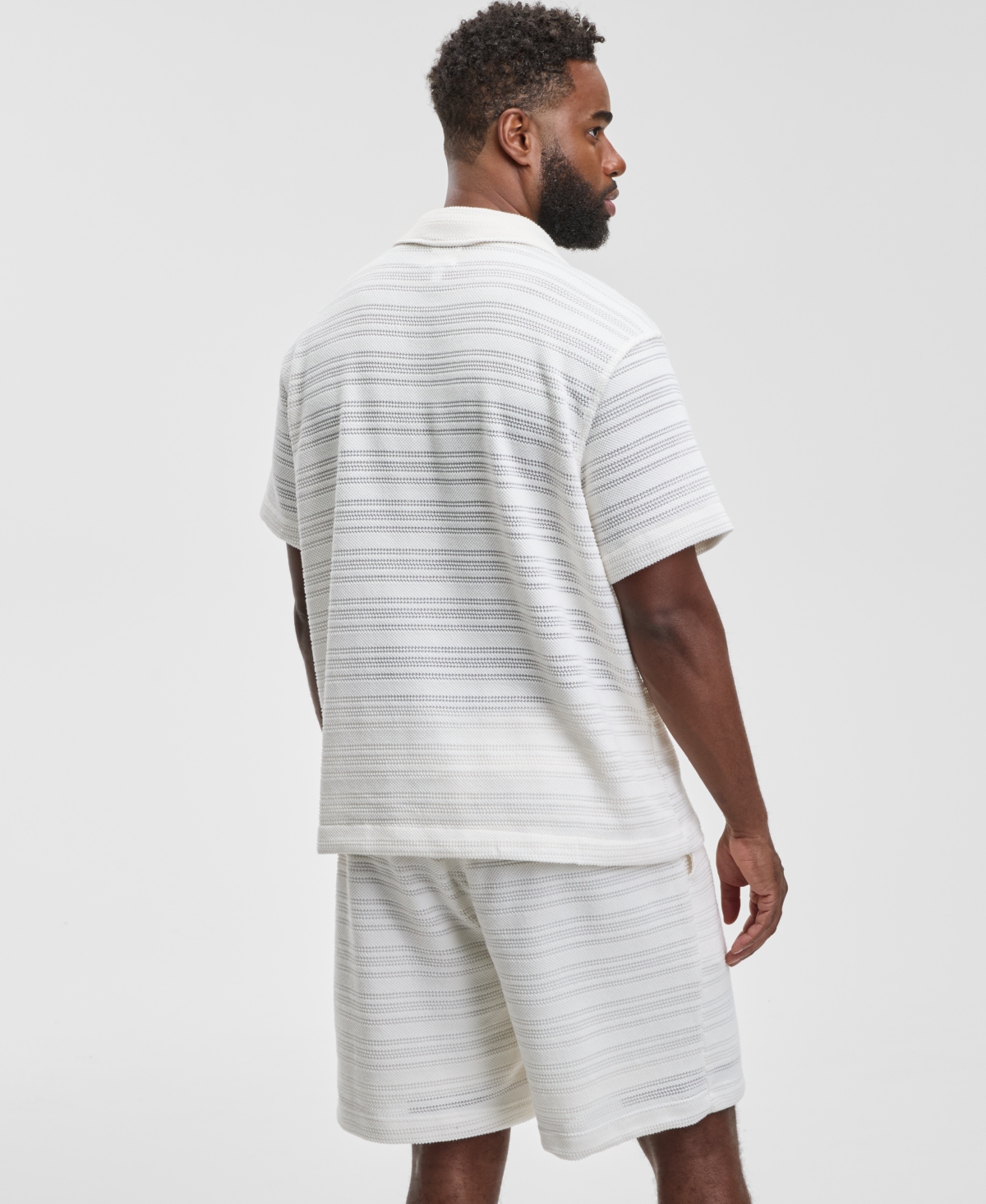 Mode of One Men's Relaxed Fit Short Sleeve Knit Button-Front Camp-Collar Sweater, Macy's Exclusive