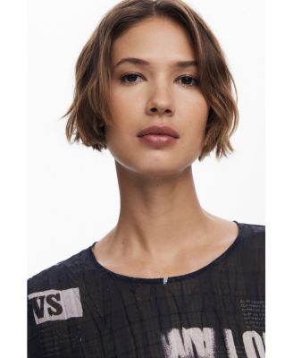 Women's Newspaper pleated blouse