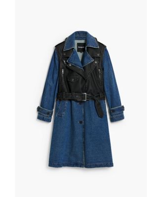 Women's Detachable denim trench coat