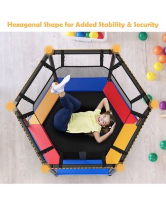 48'' Hexagonal Kids Trampoline Recreational Bounce Jumper W/Foam Padded Handrails