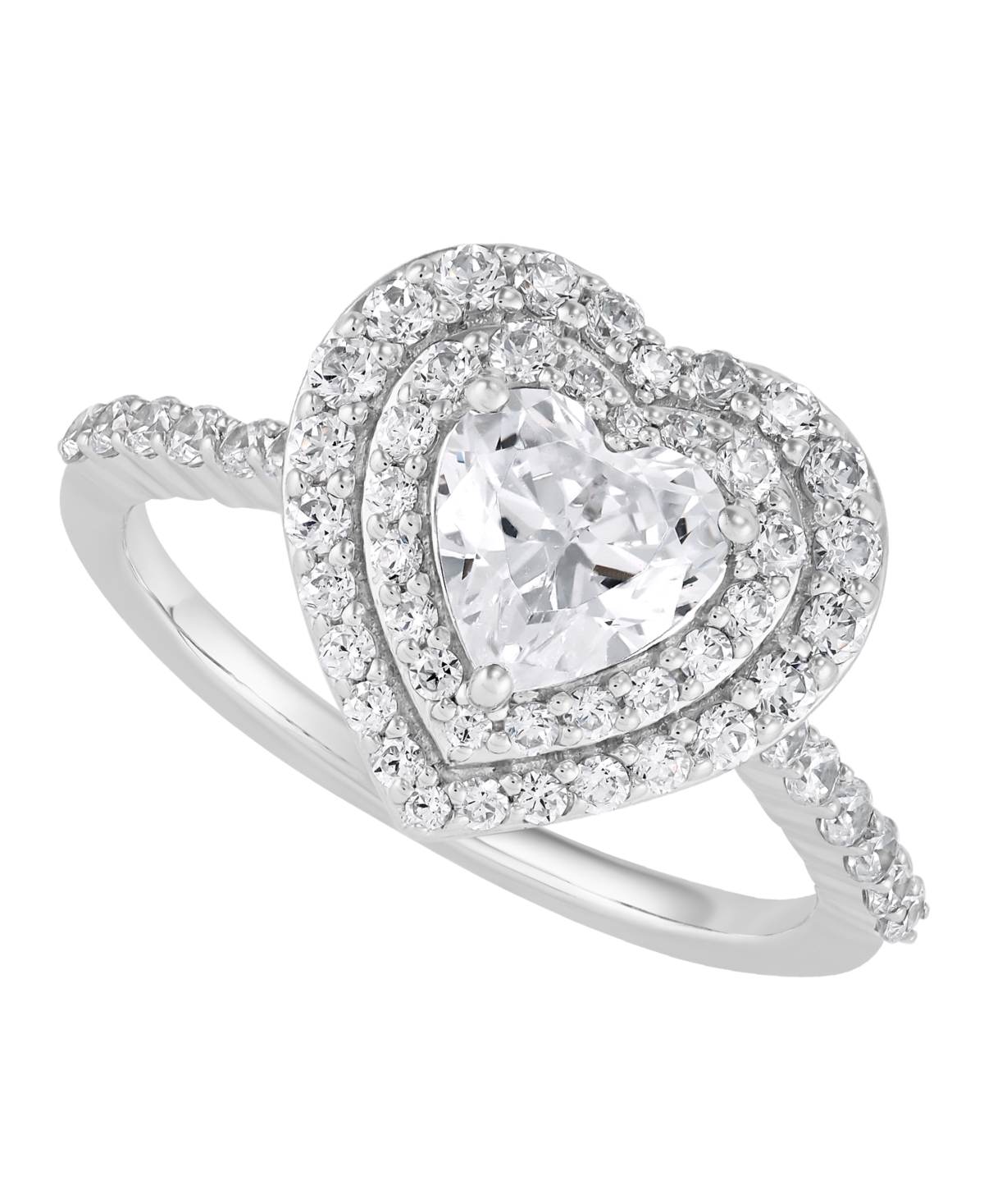 Grown With Love Lab Grown Diamond Heart & Halo Statement Ring (1-3/4 Ct. T.w.) In 14k White Gold In Silver