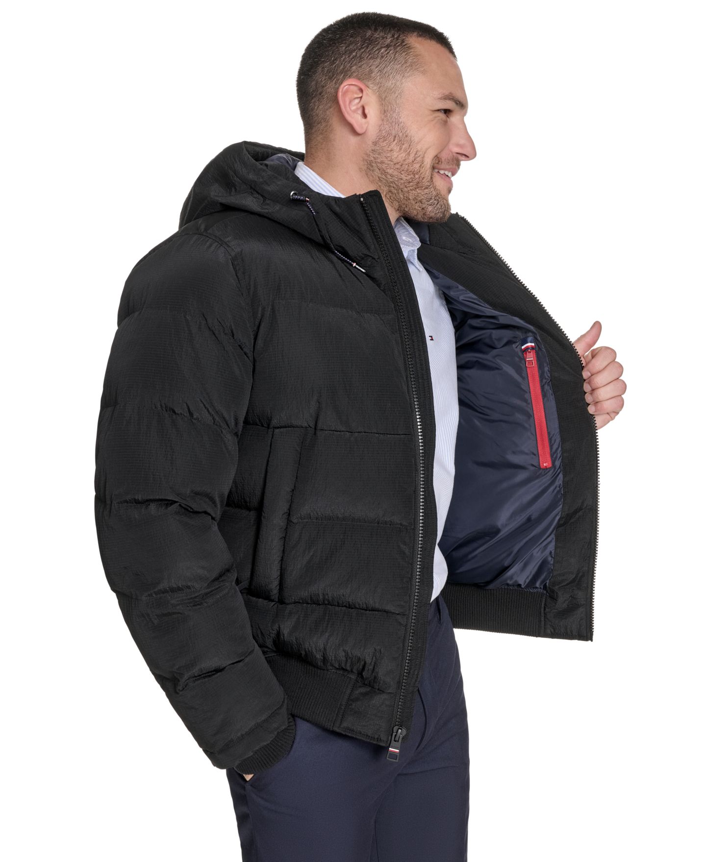 Мужская куртка Tommy Hilfiger Ribstop Hooded Snorkel, цвет: Чёрный — фото 5