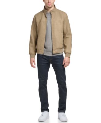 Men's Faux Leather Stand Collar Bomber