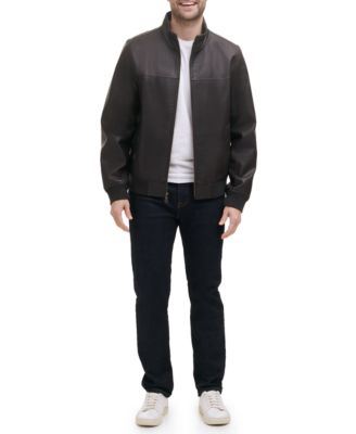 Men's Faux Leather Stand Collar Bomber