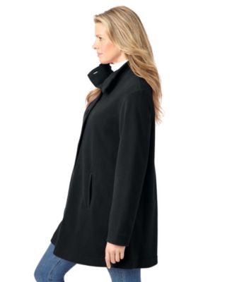Plus Size Fleece Swing Funnel-Neck Coat