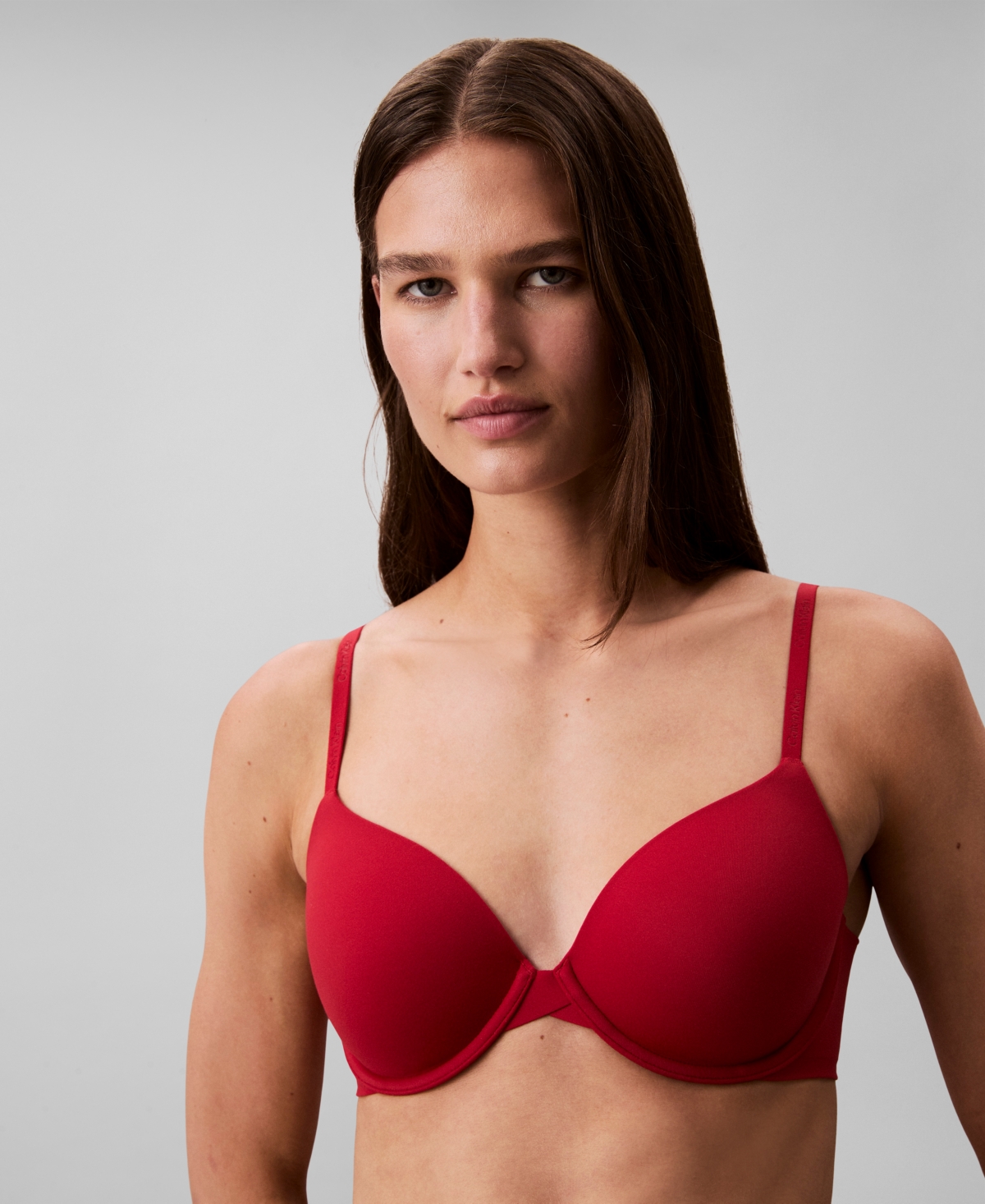 Calvin Klein Women's  Perfectly Fit Lightly Lined Full Coverage T-shirt Bra F3837 In Red