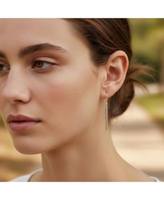 Minimalist Geometric Dangle Earrings Linear Bar Threader in Sterling Silver