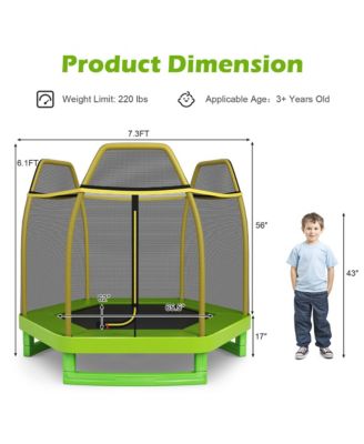 7 FT Kids Trampoline with Safety Enclosure Net Spring Pad Indoor Outdoor Heavy Duty