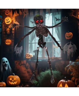 6 FT Animated Halloween Decoration Hanging Zombie Light-up Eyes Poseable Arms