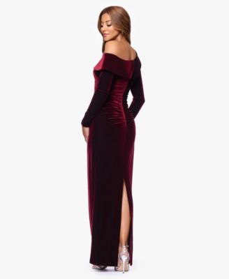 Women's Asymmetric Neck Velvet Gown