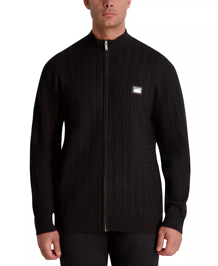 Men's Full Zip Cable Knit Sweater - thumbnail 6