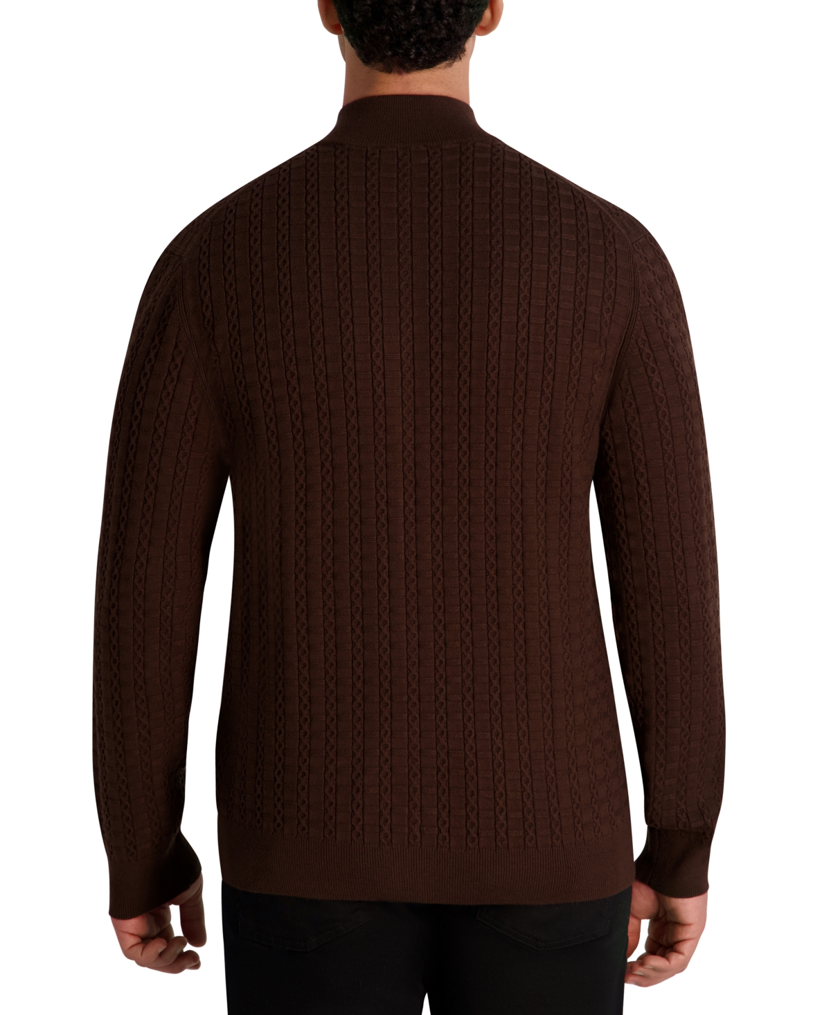 Karl Lagerfeld Paris Men's Full Zip Cable Knit Sweater