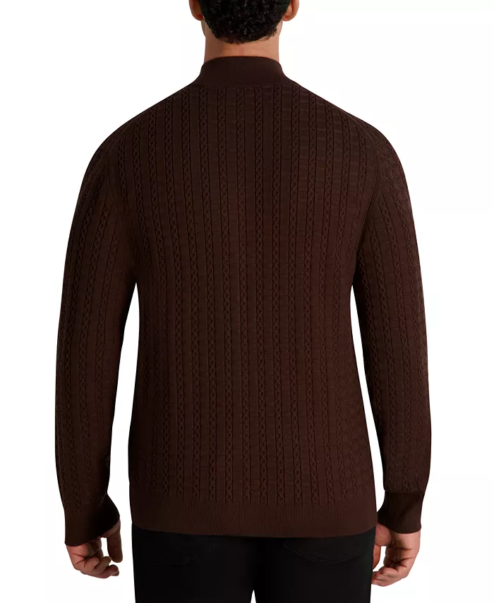 Men's Full Zip Cable Knit Sweater - thumbnail 5