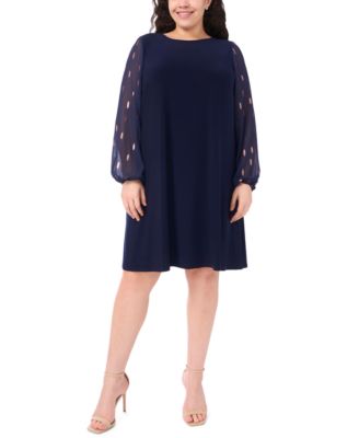 MSK - Plus Size Long Sleeve Shift Dress