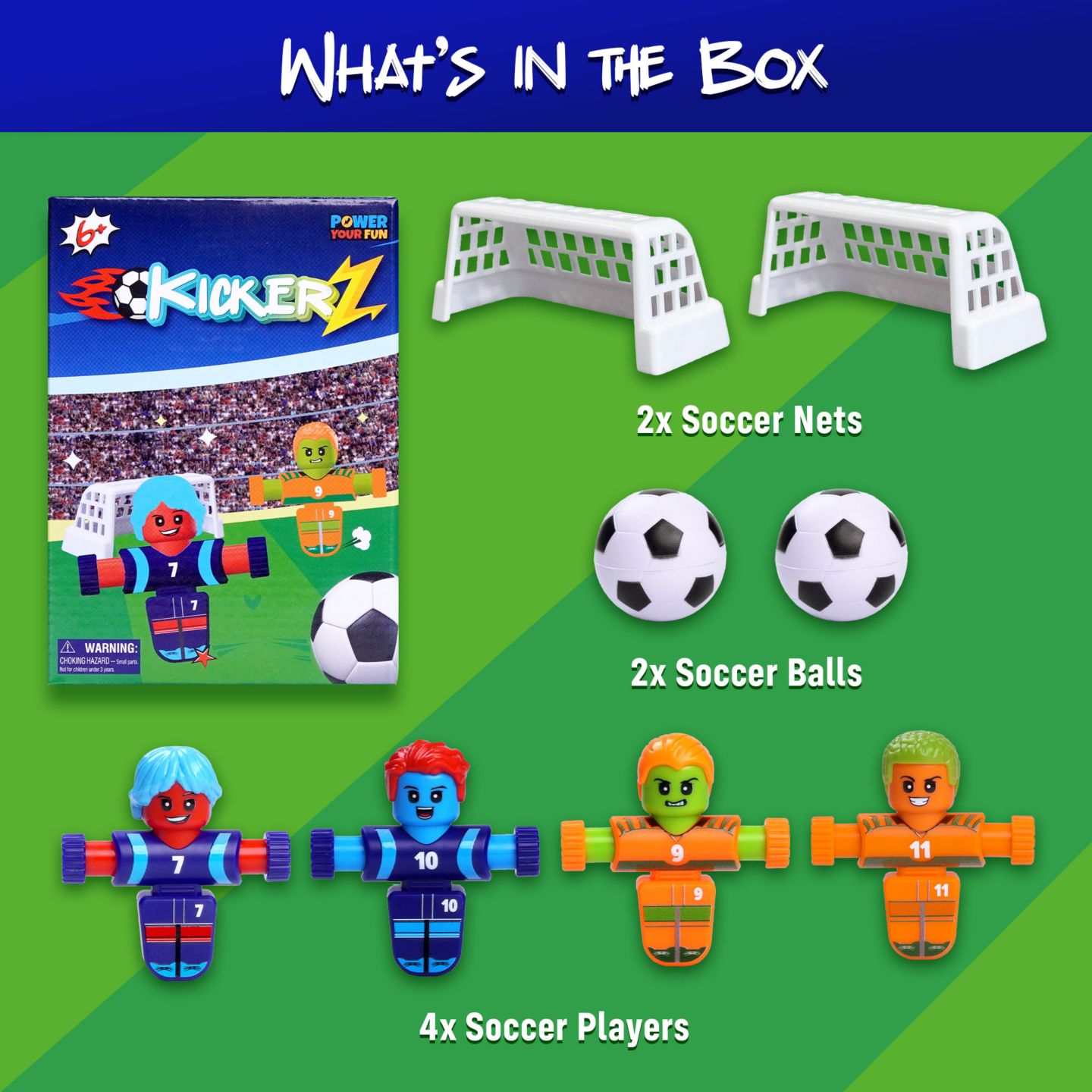 Детские игрушки Power Your Fun KickerZ Fidget Soccer 8-Piece Game, Ages 6+ — фото 5