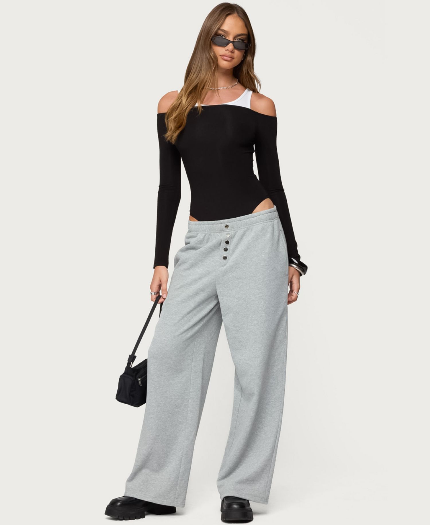 Women's Layered Ribbed Off Shoulder Bodysuit
