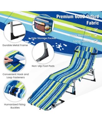 Outdoor Folding Chaise 5-Position Lounge Chair with Adjustable Footrest
