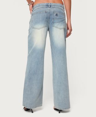 Women's Celia Grommet Washed Low Rise Jeans