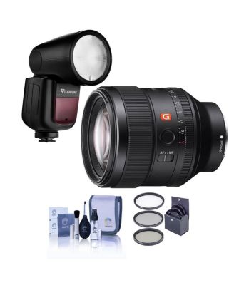 FE 85mm f/1.4 GM Lens for Sony E, Bundle with Flashpoint Zoom Li-on X R2 TTL Flash Speedlight, 77mm Filter Kit, Cleaning Kit