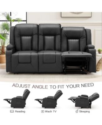 3 Seater Reclining Sofa with 2 Cup Holders&Side Pockets