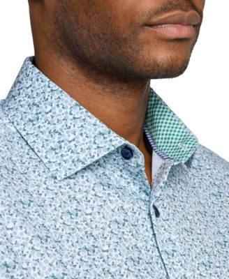 Men's Spread Collar Plaid Dress Shirt