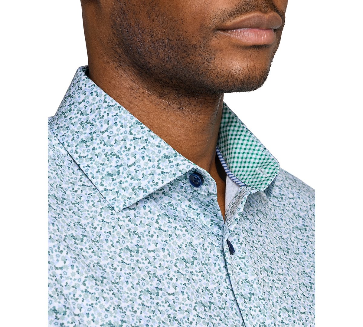 Construct Men's Spread Collar Plaid Dress Shirt In Blue