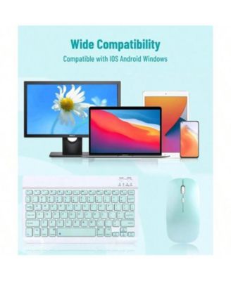 Keyboard And Mouse Combo - Cute Bluetooth Keyboard With Silent Mouse, 3 Adjustable DPI 2.4G USB Slim Keyboard Mouse Set For IOS For Android