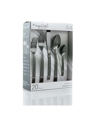 Baily 20 Piece Flatware Utensil Set, Stainless Steel Silverware Metal Service for 4 in Black
