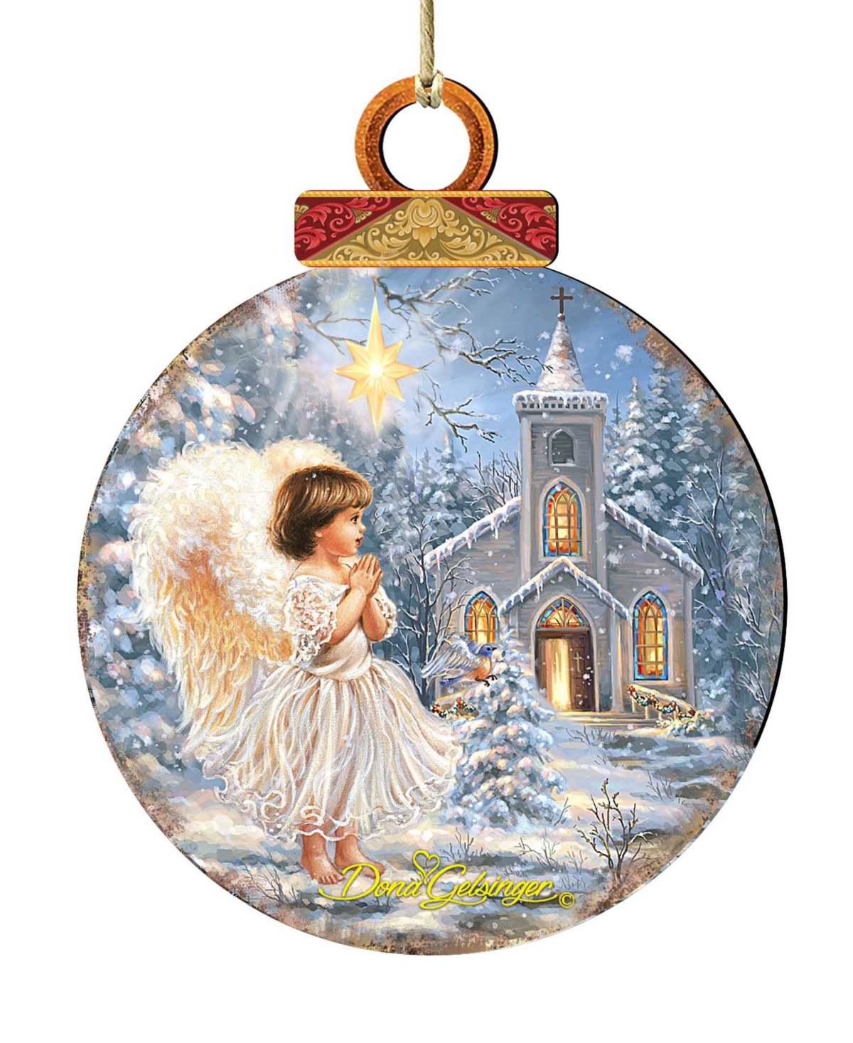Designocracy Angel At The Chapel Christmas Ornament In Multi