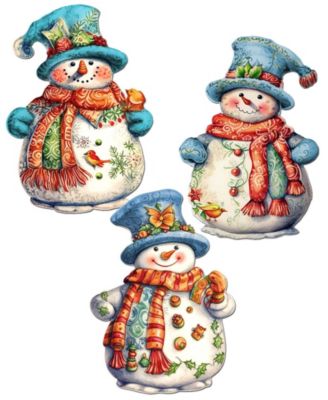 Snowman Wooden Clip-on Ornaments, Set of 3
