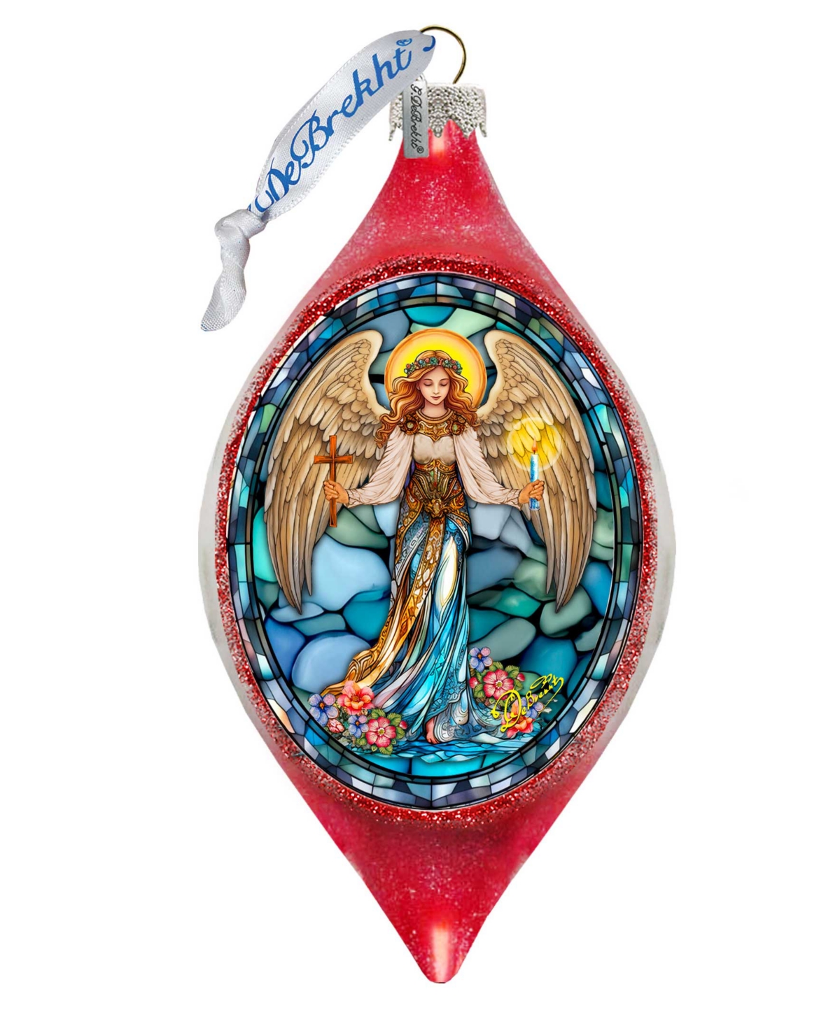 G.debrekht Holy Guardian Angel Drop Glass Ornament In Multi