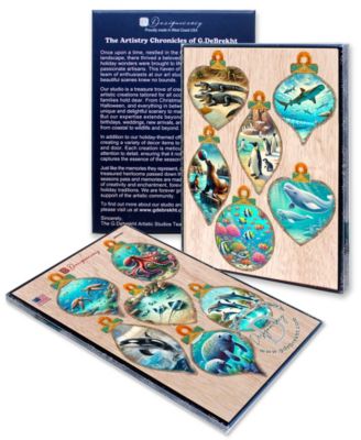 Sea Life Wooden Ornaments, Set of 12