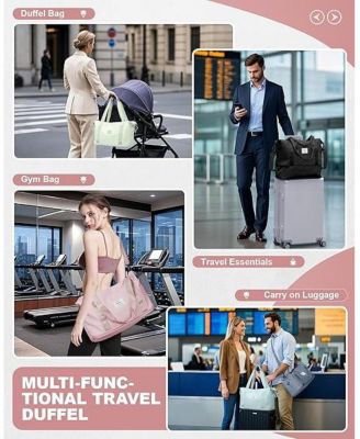 Travel Duffel Bag, Sports Tote Gym Bag, Shoulder Weekender Overnight Bag for Women