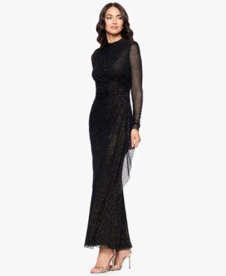 Petite Velvet Burnout Long Sleeve Gown