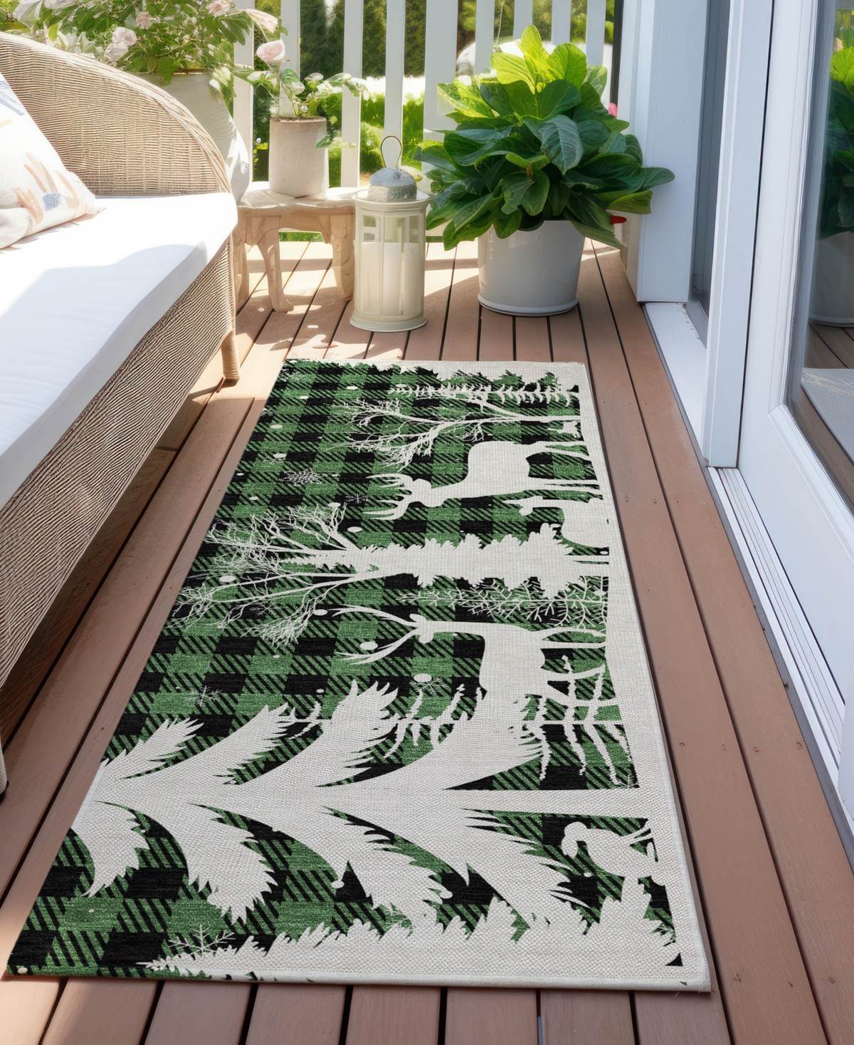 Addison Holiday Washable Indoor/outdoor Acn1824 2'3"x7'6" Runner Area Rug In Green