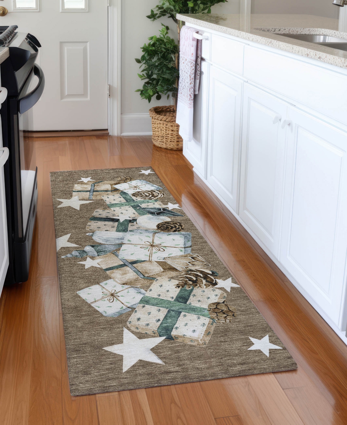 Addison Holiday Washable Indoor/outdoor Acn1825 2'3"x7'6" Runner Area Rug In Brown