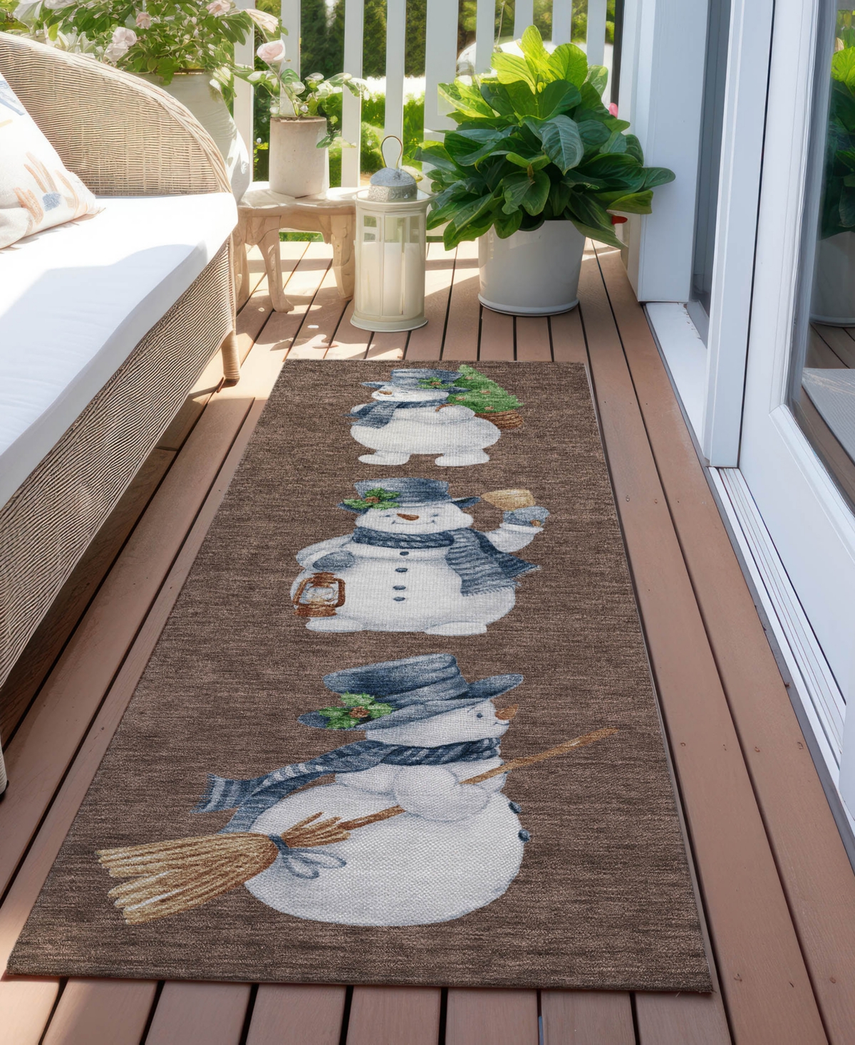 Addison Holiday Washable Indoor/outdoor Acn1826 2'3"x7'6" Runner Area Rug In Brown