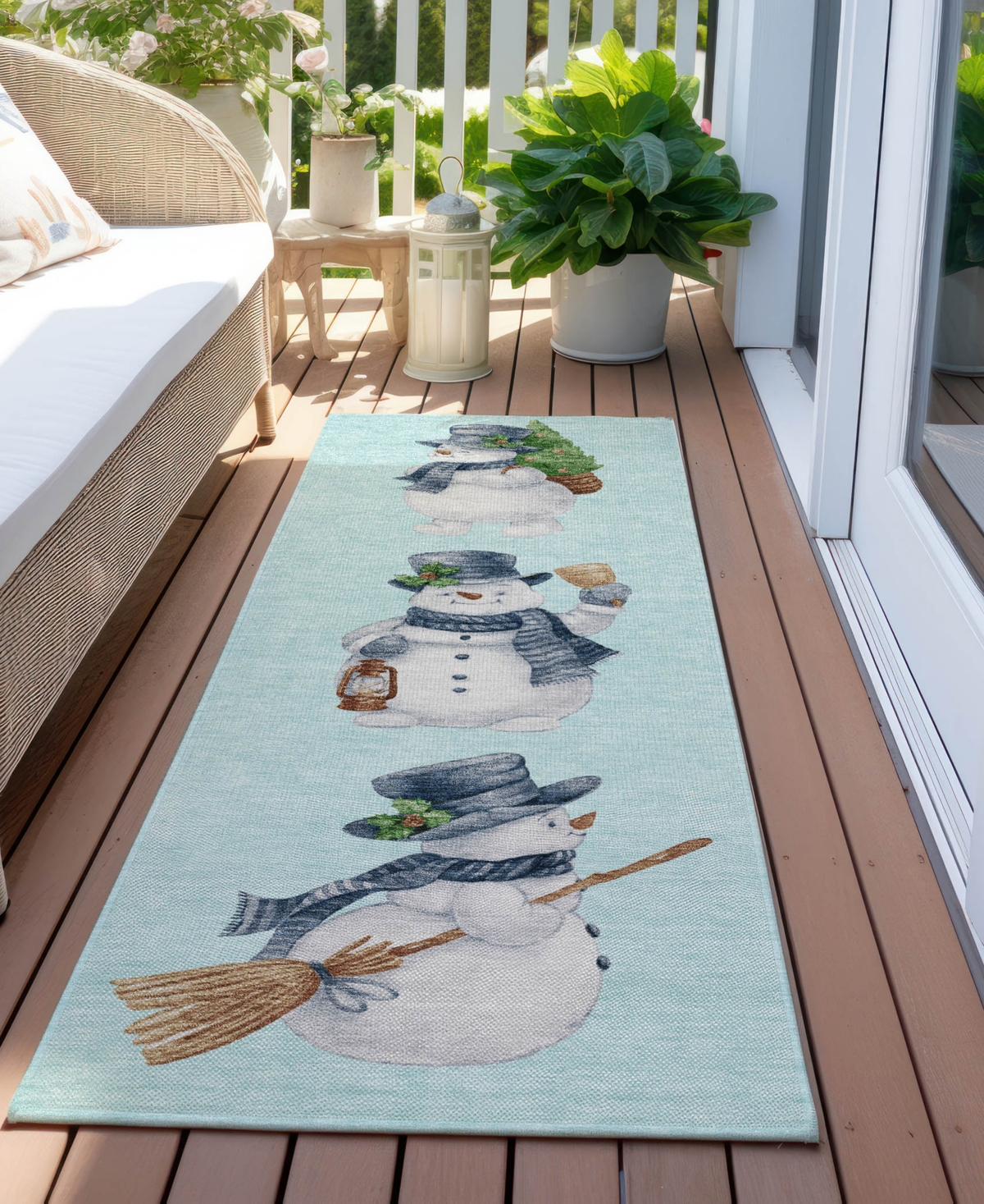 Addison Holiday Washable Indoor/outdoor Acn1826 2'3"x7'6" Runner Area Rug In Blue