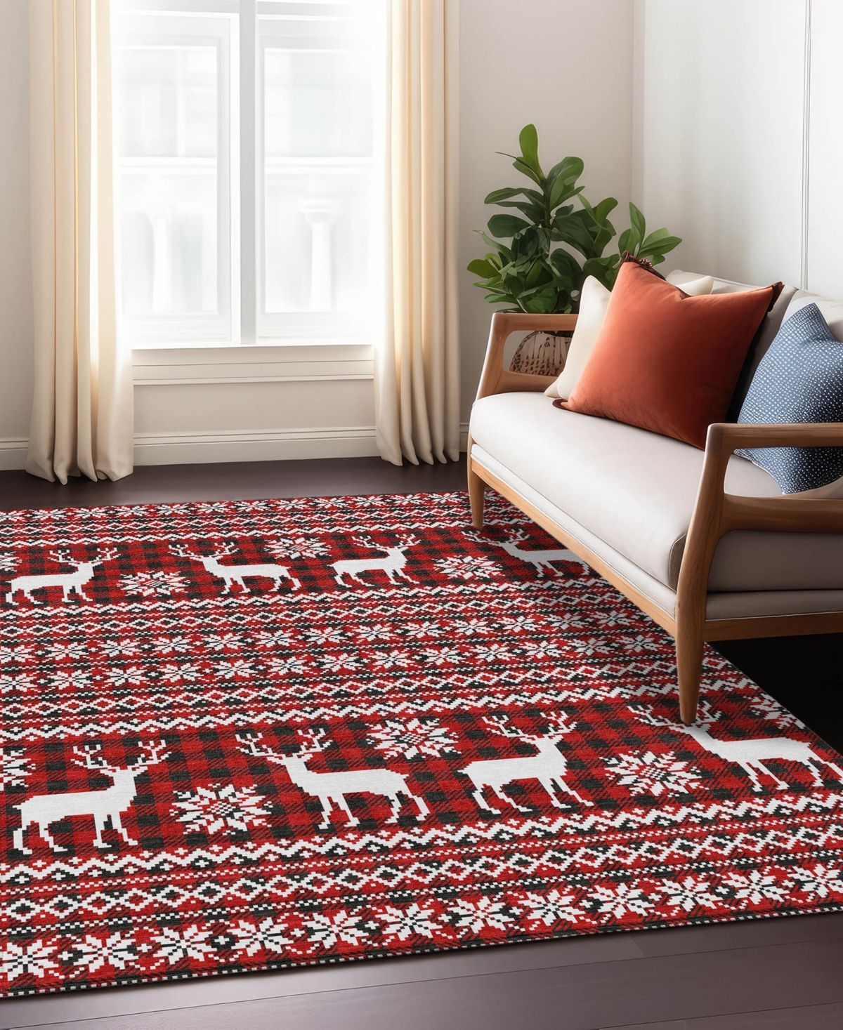 Addison Holiday Washable Indoor/outdoor Acn1820 2'6"x3'10" Area Rug In Red