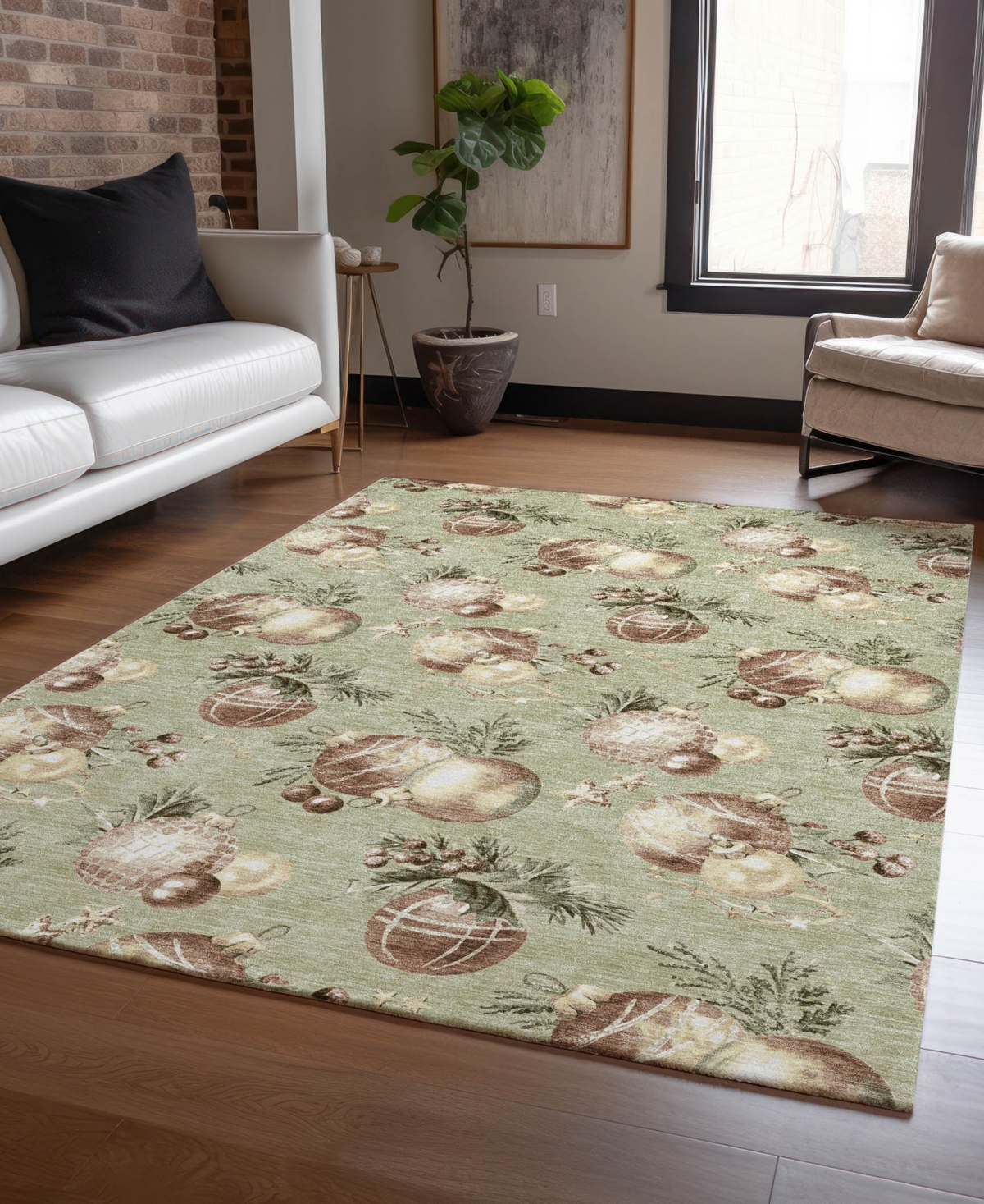 Addison Holiday Washable Indoor/outdoor Acn1828 2'6"x3'10" Area Rug In Green