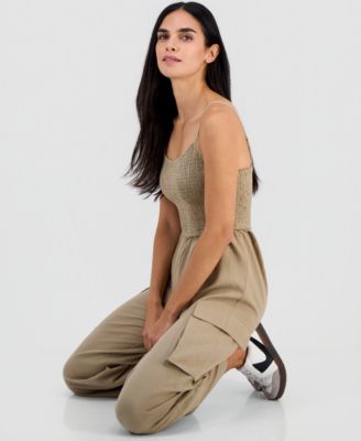Petite Repeat Cargo-Pocket Jumpsuit, Exclusively at Macy's
