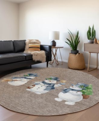 Holiday Washable Indoor/Outdoor ACN1826 8'x8' Round Area Rug