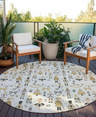 Holiday Washable Indoor/Outdoor ACN1827 8'x8' Round Area Rug