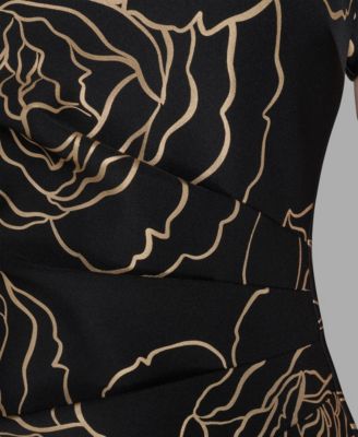 Women's Floral Print Crew Neck Sheath Dress