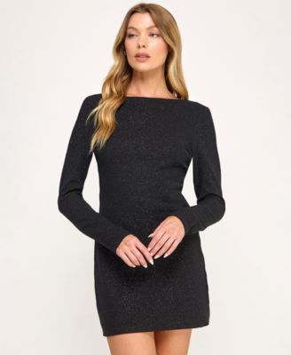 City Studios - Juniors' Glitter Knit Long Sleeve Dress