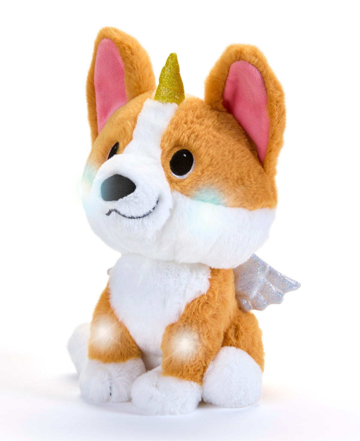 Geoffrey's Toy Box Star Brights 10" Fairy Corgi Led Plush Toy In Orange
