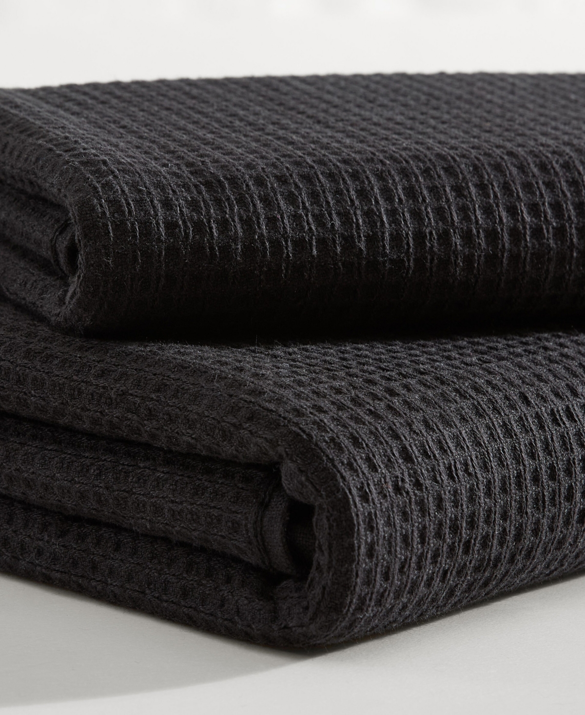 Calvin Klein Eternity Cotton Waffle 2-pc. Bath Towel Set, 64" X 34" In Black