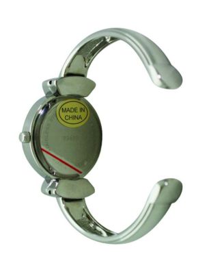 Silver Pearl Tone Face Metal Bangle Watch