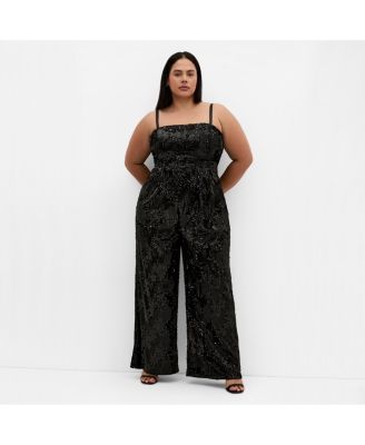 Plus Size Glimmer Sequin Strapless Jumpsuit
